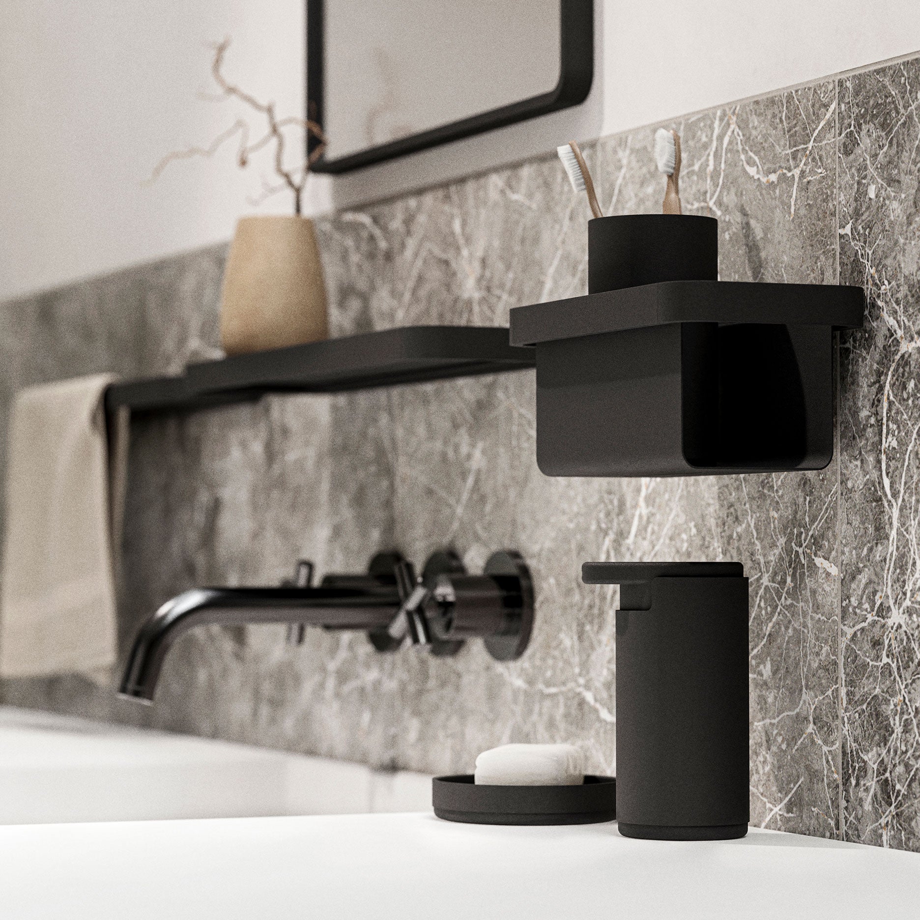 Rim tandbørstekrus 13,6 cm sort